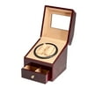 Double Watch Winder with Quiet Motor & Gears for Automatic Watches - Accessory Storage Drawer