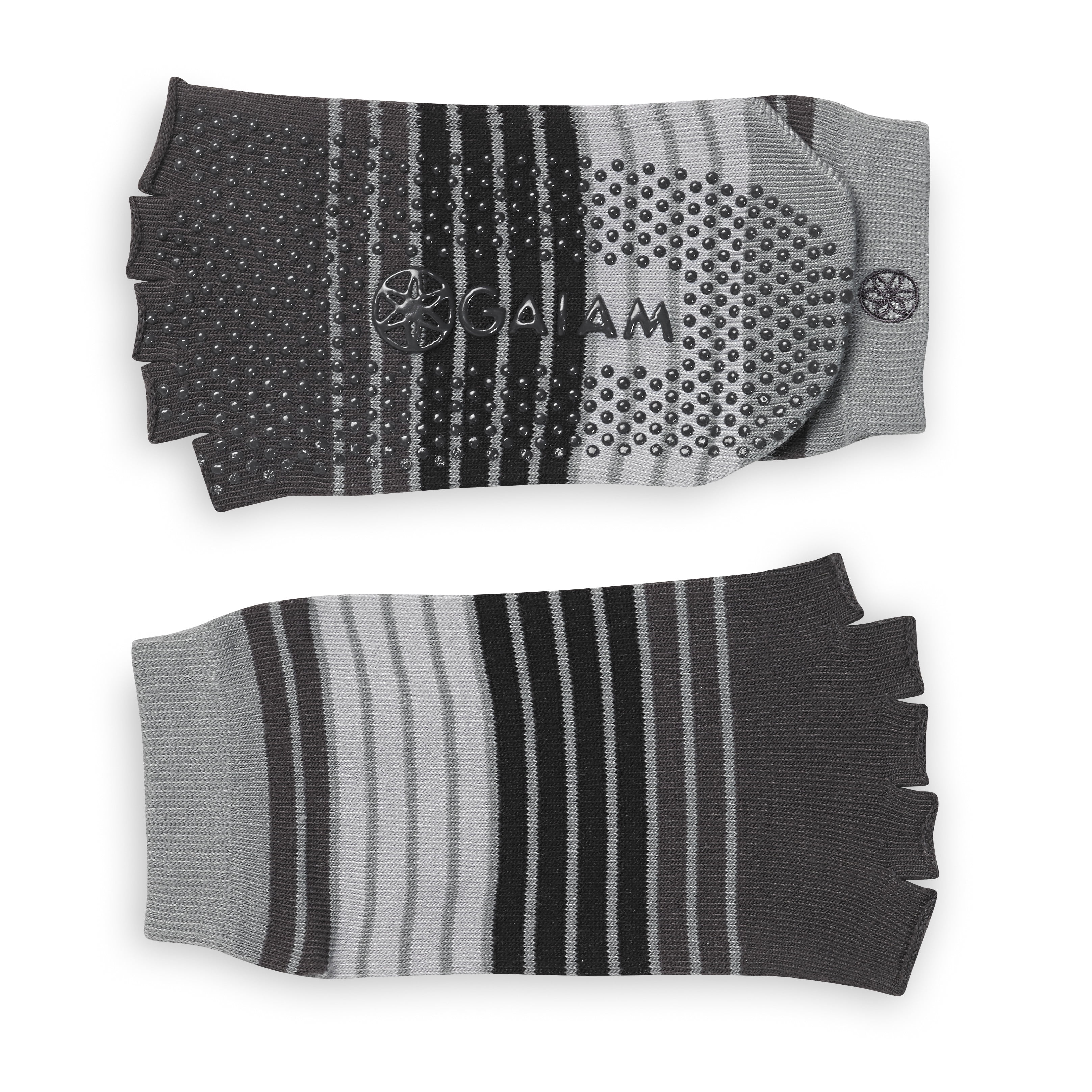 Gaiam Toeless Grippy Yoga Socks, Grey/Black, Small/Medium