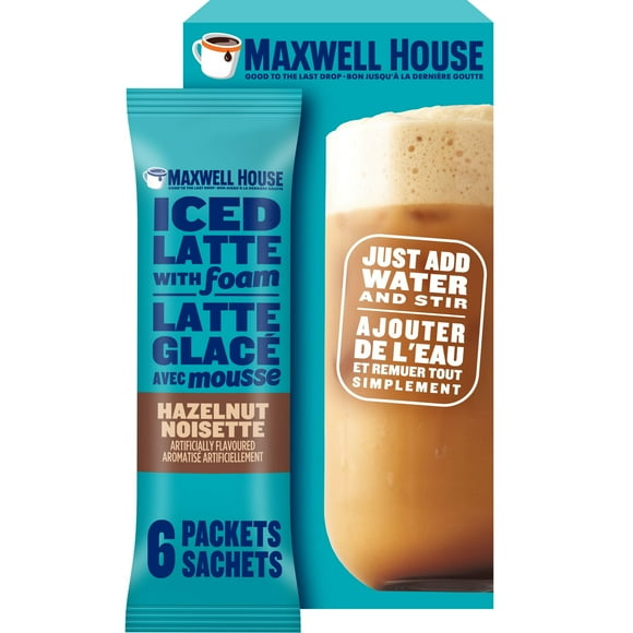 Maxwell House 165 g Iced Hazelnut Latte with Foam Instant Coffee Drink Mix, 6 ct Case
