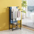 thumbnail image 3 of Towel Racks for Bathroom Metal Towel Rack Standing with Storage Shelf Bathroom Accessories Bath Towel Holder Next to Tub or Shower &Silver ( ), 3 of 8