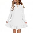 thumbnail image 1 of Tauxra Robe à Capuche Unie pour Femmes Robe Décontractée à Manches Longues avec Ourlet à Volants Robe Chandail pour Usage Quotidien, 1 of 9