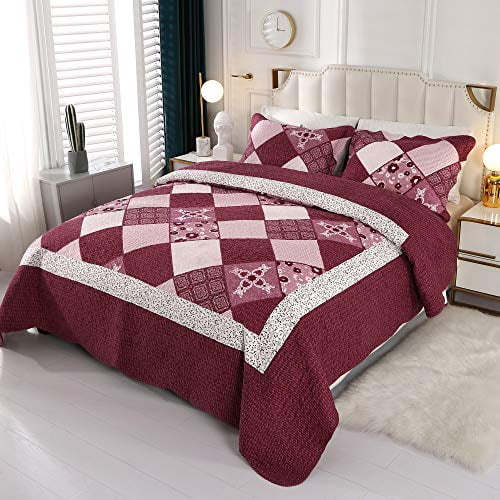 Floral Patchwork Quilt Set 3-Piece 