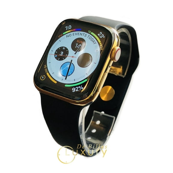 24K Gold Plated 44MM iWatch SERIES 4 LTE GPS With Black Sports band