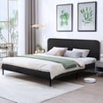 thumbnail image 2 of LXingStore Metal and Wood Upholstered Platform Bed Queen Size Bed Frame/Panel Bed with Headboard No Box Spring Needed EASY INSTALLATION - 83x 63x 33 inch (Without Mattress), 2 of 8