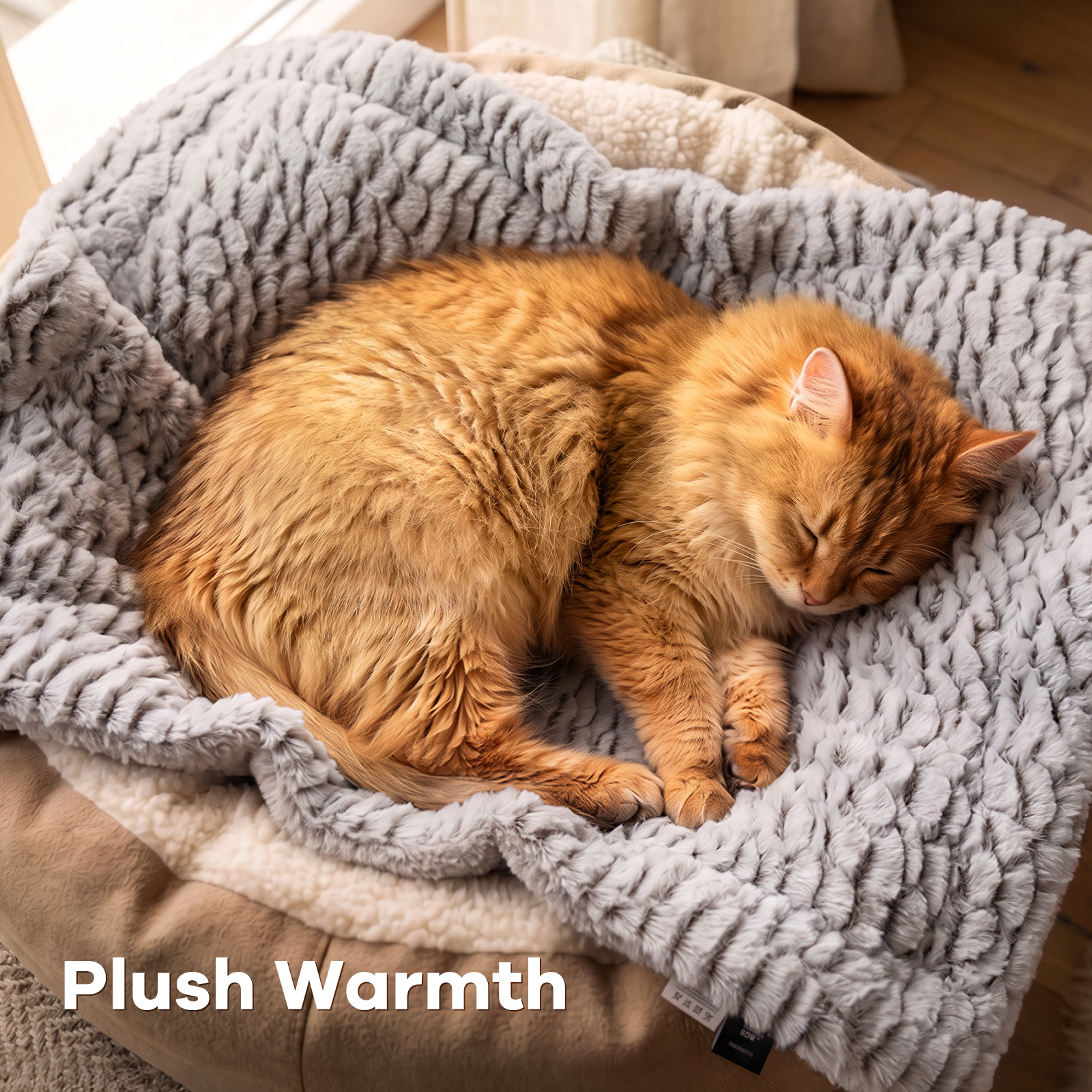 Pawtasy Self-Warming Cat Bed, Reversible, 22"x17", Gray photo 2