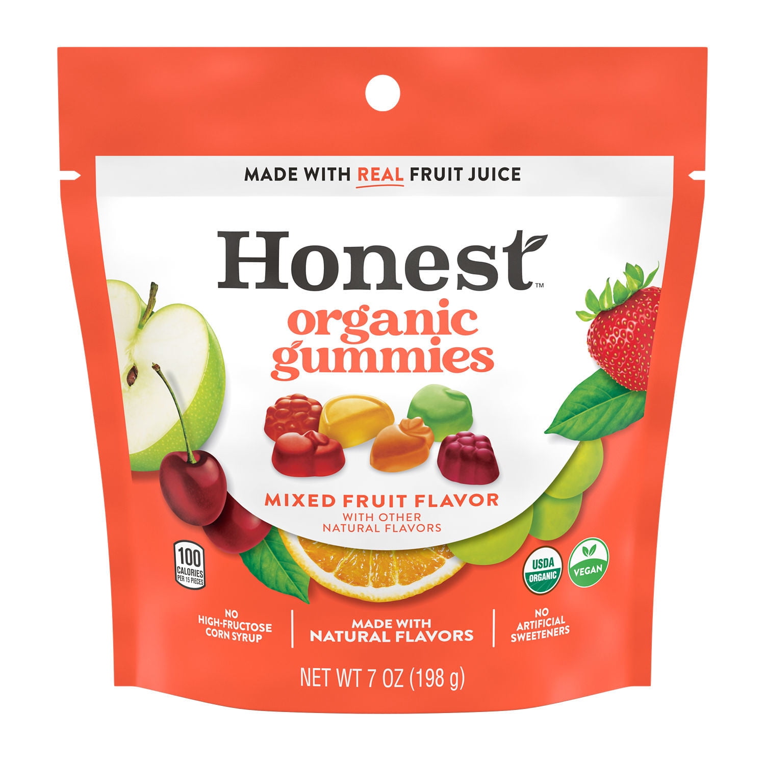Honest Assorted Fruit Flavored Organic Gummies, Bag 7 oz
