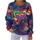 thumbnail image 1 of Tops de Manga Larga de las Mujeres Impreso con Capucha Cuello Redondo Botón Abajo Suéter Casual, 1 of 4