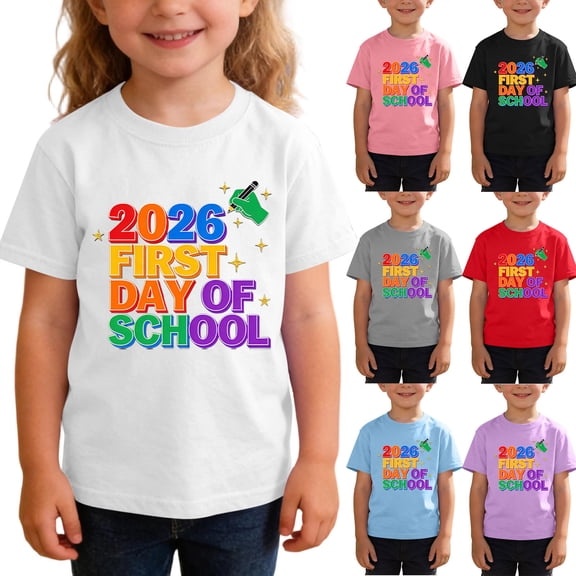 Kids Back To School T Shirt Crew Neck Short Sleeve Stylish Print Pullover Tops Casual Loose Summer Outfits (9 Years, White)