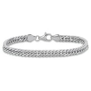 Miabella Women's 5.5mm Double Curb Link Bracelet in Sterling Silver - 7.5 in, Dainty, Layering