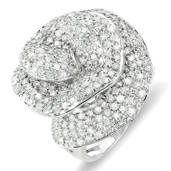 Dazzlingrock Collection 4.00 Carat (ctw) 14k Round Diamond Ladies Cocktail Rose Right Hand Statement Ring 4 CT, White Gold, Size 9