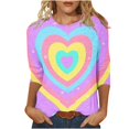 thumbnail image 5 of BLVB Tie Dye Heart Graphic T Shirt Women Valentines Shirt Cute Pattern 3/4 Sleeve Tops Spring Crewneck Tees, 5 of 5