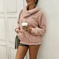 thumbnail image 7 of BLVB Women's Winter Cozy Fuzzy Fleece Sweatshirts Lapel Zipper Warm Pullover Plush Outerwear Jackets with Pockets, 7 of 7