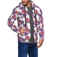 thumbnail image 2 of Kdxio Peonies Print Men Hoodies Casual Hoodies for Men with Zip Pockets Full Zip Long Sleeve Sweatshirt Sports Hooded Jacket-Medium, 2 of 5