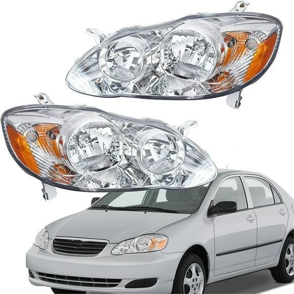SEBLAFF Headlights Assembly Replacement for 2003-2008 Toyota Corolla Headlamp Replacement Pair Driver and Passenger Side