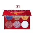 thumbnail image 1 of Paleta de sombras de ojos HUOGUO, 6 colores, lentejuelas de diamante de alto brillo, 1 of 2