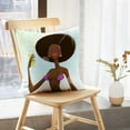 thumbnail image 5 of LALILO Throw Pillow Covers Black Girl With Cocktail Beach Afro African Cushion Cover 18" x 18", 2 Pack, 5 of 6