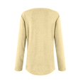 thumbnail image 5 of WTOBBY Fashionable Women's Long Sleeve Solid Color Button Detail Top Round Neck Casual Wear Breathable Material Perfect for Office or Weekend Layering Piece Stretch Fit,Beige L, 5 of 5