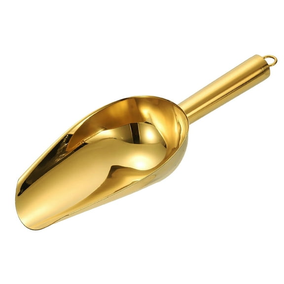 Metal Ice Scoop, 9.8" x 3.5"Stainless Steel Ice Scooper for Home Bar Use, Gold