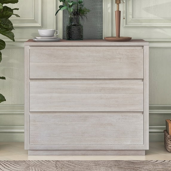 Topcobe Modern Style Soild Wood 3-Drawer Chest for Bedroom Living Room, Stone Gray