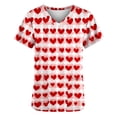 thumbnail image 2 of TaTaai Women's Valentine's Day V Neck Casual Top, Abstract Heart Print Short Sleeve Blouse with Pockets, Lightweight Holiday Gift Shirt for February Romance Gift, 2 of 5