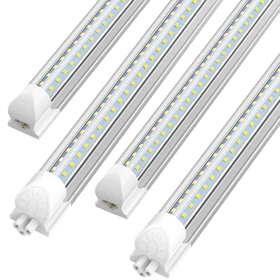 V Shape T8 4ft LED Shop Light Fixture Linkable, 36w 6000K White, 4-Pack