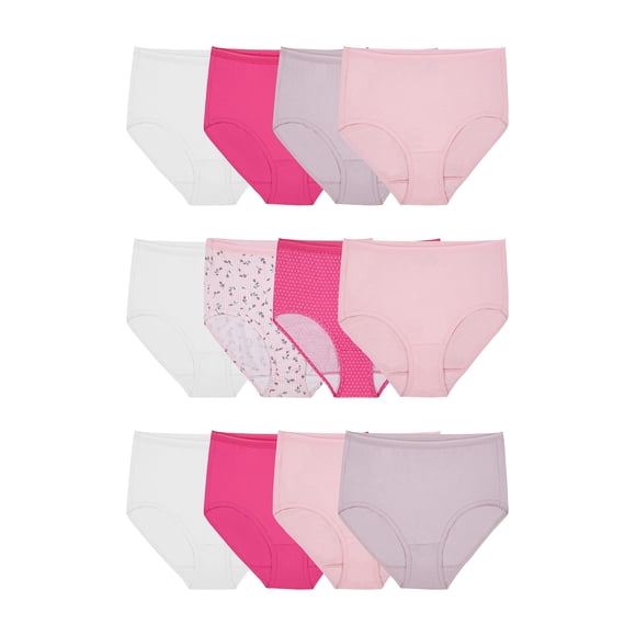 Calzones de algodón sin etiqueta Fruit of the Loom para mujer, paquete de 12