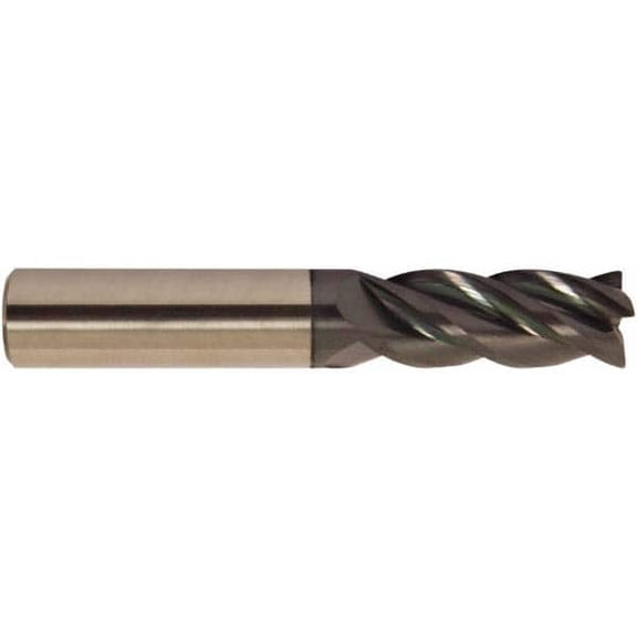 Accupro 3/8", 1" LOC, 3/8" Shank, 2-1/2" OAL, 4 Flute, Solid Carbide Square End Mill, AlTiCrN Finish, Spiral Flute, 38 Helix, Centercutting, RH Cut, RH Flute, Series HS