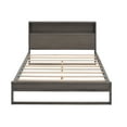 thumbnail image 4 of Platform Bed with Storage Headboard, Wood Queen Size Bed Frame with USB Charging Ports & Socket on the Headboard, Rustic Wood Platform Bed, Multi-Functional Panel Bedframe, Antique Gray, 4 of 7