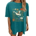 thumbnail image 2 of Njoeus Going Out Tops for Women White Tops for Women Oversized Tshirts for Women Summer Floral Printed T Shirt Cute Flower Graphic Tees for Women Girls Loose Fitted Crew Neck Short Sleeve Casual Tunic, 2 of 5