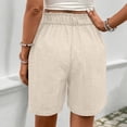 thumbnail image 6 of Tumotour Summer Linen Shorts for Women's Elastic Waist Outdoor Work Shorts Jogging Walkshort Straight-Leg Shorts, 6 of 7