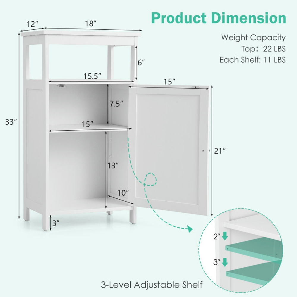 Finihen Bathroom Storage Cabinet, Bathroom Floor Cabinet, Floor Cabinet Multifunction Storage Rack Organizer Stand, for Bathroom, Living Room, Bedroom, Kitchen, White Finihen Bathroom Storage Cabinet, Bathroom Floor Cabinet, Floor Cabinet Multifunction Storage Rack Organizer Stand, for Bathroom, Living Room, Bedroom, Kitchen, White
