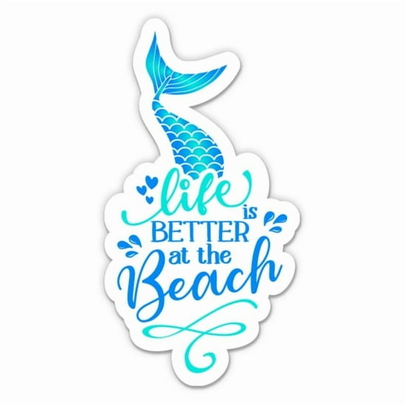 Life is Better at the Beach - 3" Vinyl Sticker - For Car Laptop Water Bottle Phone - Waterproof Decal