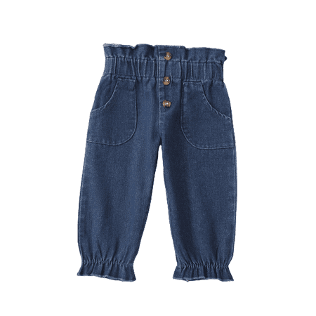 

Kucnuzki 18 Months Baby Girls Winter Pants Causal Pants 24 Months Solid Color Leopards Prints Bowknot Overall Denim Cozy Pants Blue
