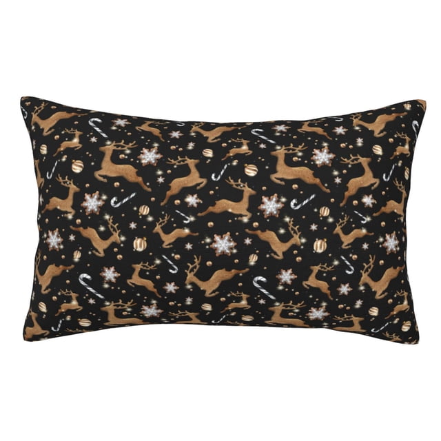 Fotbe Christmas Cookie Reindeer Funda de Almohada Decorativa Estilo Occidental, Lujo en Algodón, Fundas para Almohadas King, Cojín Estampado para Decoración del Hogar-16"x24"