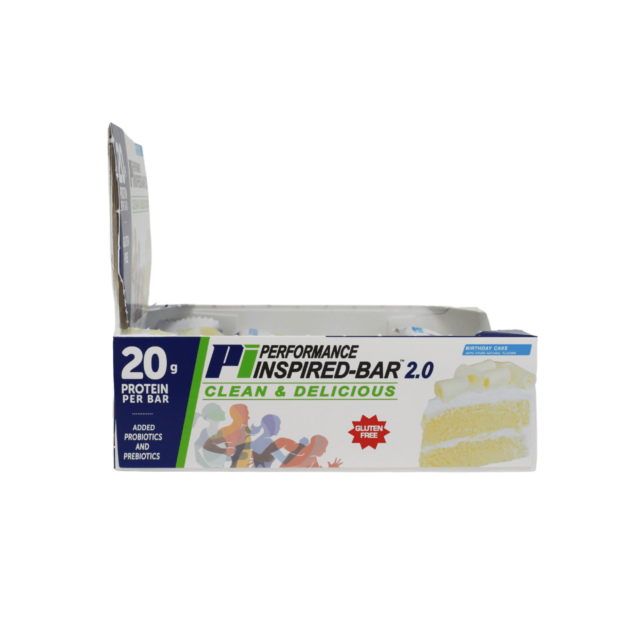 Performance Inspired Nutrition - Protein Bar 2.0 – 20G Protein - 6G Fiber - 3G MCTs - 1 Billion CFU Probiotics – 1G Prebiotics - G Free – 70G Bar - Birthday Cake - 12 Ct. Box