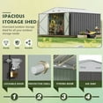 thumbnail image 3 of Homall 10x10ft Outdoor Metal Storage Shed with Lock, Durable Steel Backyard Shed, Gray, 3 of 7