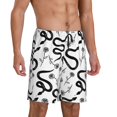 thumbnail image 2 of Pofeuu Hand Drawn Snake Print Men's Soft Woven Elastic Waistband Sleep Pajama Short-Large, 2 of 6