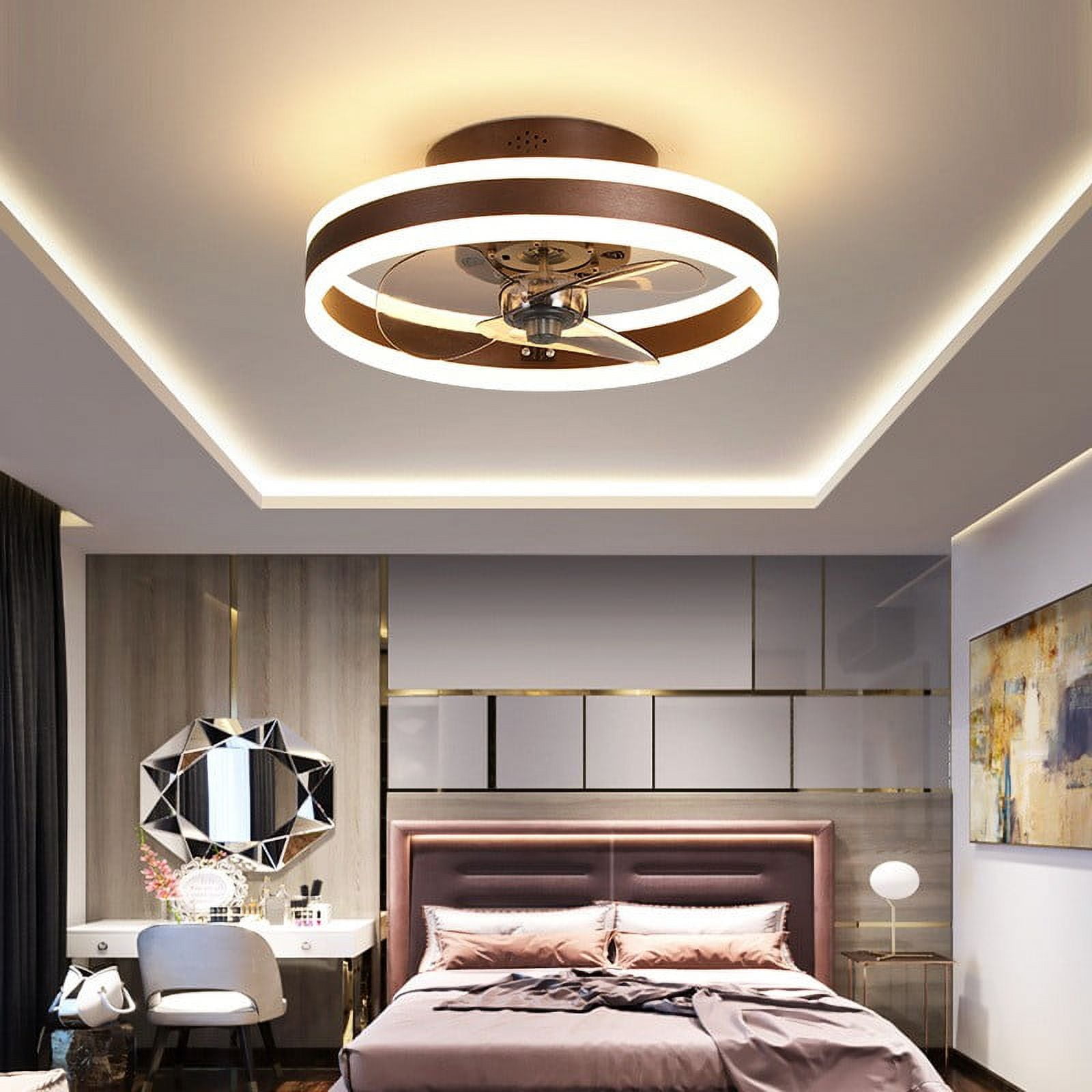 Ycandiee Ceiling Fan, Low Profile Ceiling Fans with Lights and Remote, Semi Flush Mount Low Profile Fan