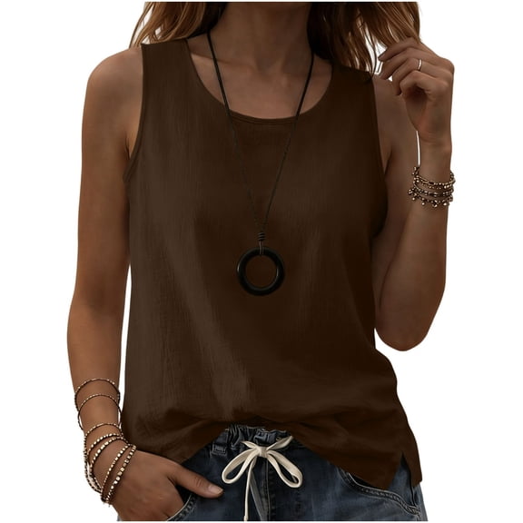 Diufon Linen Tank Tops for Women Summer Casual Sleeveless Cotton Linen Shirts Loose Lightweight Camisole