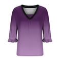 thumbnail image 7 of QNANSPI Short Sleeve Shirts for Women, Womens Casual Tops, Women's V Neck Short Sleeve T Shirt Print Crew Neck Flared Sleeve Chest Ruched Casual Daily Top, 7 of 7
