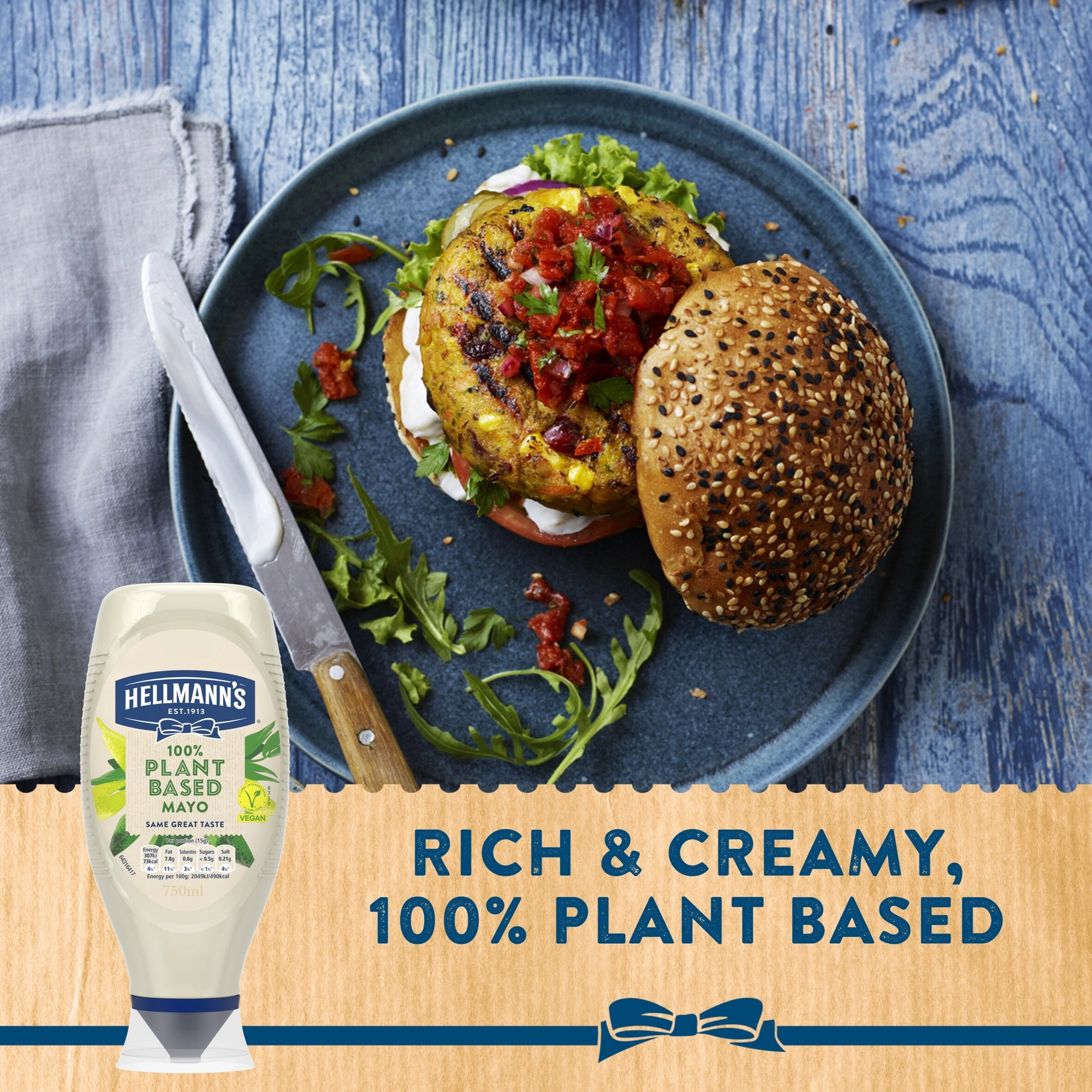 Hellmann's Plant BasedÂ&nbsp;Mayo 750ml Squeezy, Imported from Britain