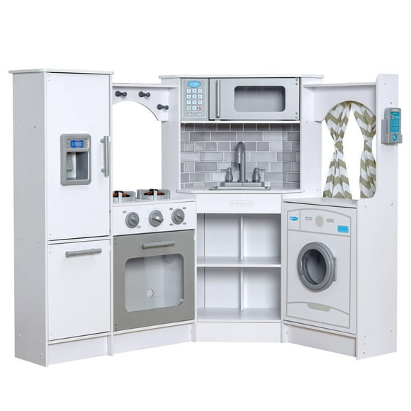 Cuisine enfant en bois Ultimate Corner Play Kitchen avec sons et lumières - Blanc