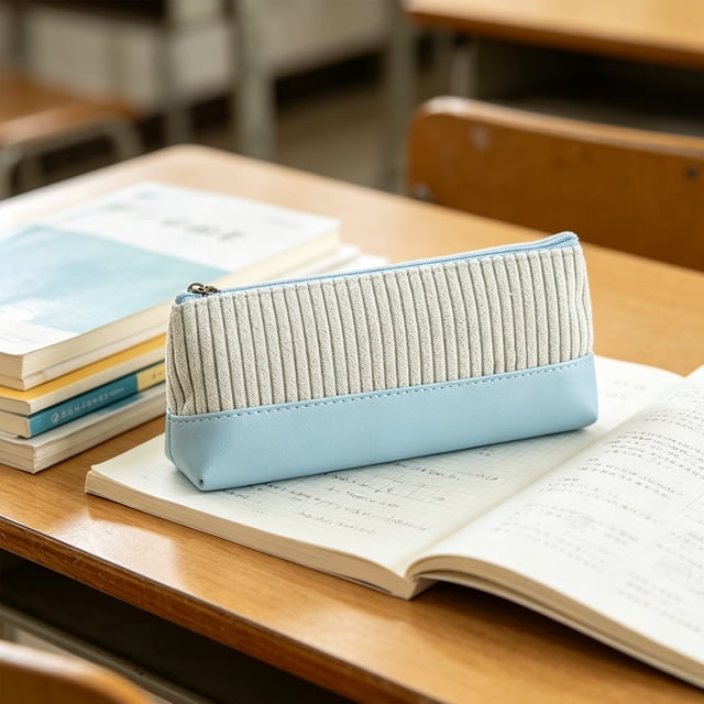 Estuche de pana para estudiantes y oficina | Organizador de papelería de tela suave con cremallera | Estuche para bolígrafos de gran capacidad para guardar en el escritorio