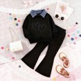 thumbnail image 2 of Toddler Baby Girl Clothes 24 Months 2T 3T 4T 5T 6T 7T Toddler Girl Outfit Ruffle Sleeve Shirt Flare Pant Set Fall Winter Clothing for Girl J Size 5-6 Years, 2 of 4
