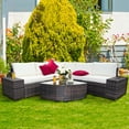 thumbnail image 4 of Costway 6PCS Rattan Furniture Set Conversation Cushioned Sofa Armrest Garden Off White, 4 of 11