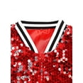thumbnail image 5 of Rswnyirn Kids Girls Sequin Bomber Jacket Sparkle Long Sleeve Zipper Party Jacket Outwear Coat Red 16, 5 of 7
