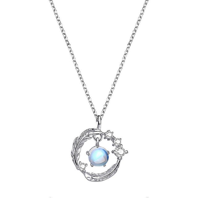 Collar para mujer con diseño de ala de piedra lunar, joyería resistente al desgaste, collar con colgante para fiesta --- Código de producto 60908 Oro