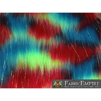 Faux Fur Fabric Long Pile Rainbow SPARKLING Tinsel RED LIME TURQUOISE/ 60" Wide / Sold by the yard