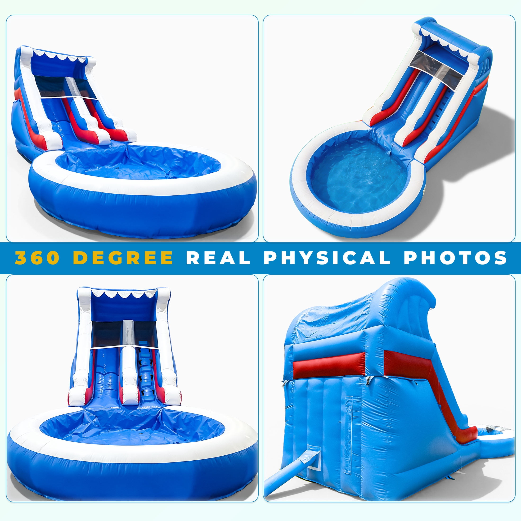 Relunch 24FT(L) Commercial PVC Inflatable Water Slide for Kids(Without Blower) Inflatable Water Slide for Summer Fun Backyard 24x 13x12Ft