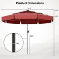 thumbnail image 3 of Costway 10 FT Solar Patio Umbrella with 32 LED Lights 3-Tier Vented Top & Ruffles Red, 3 of 10